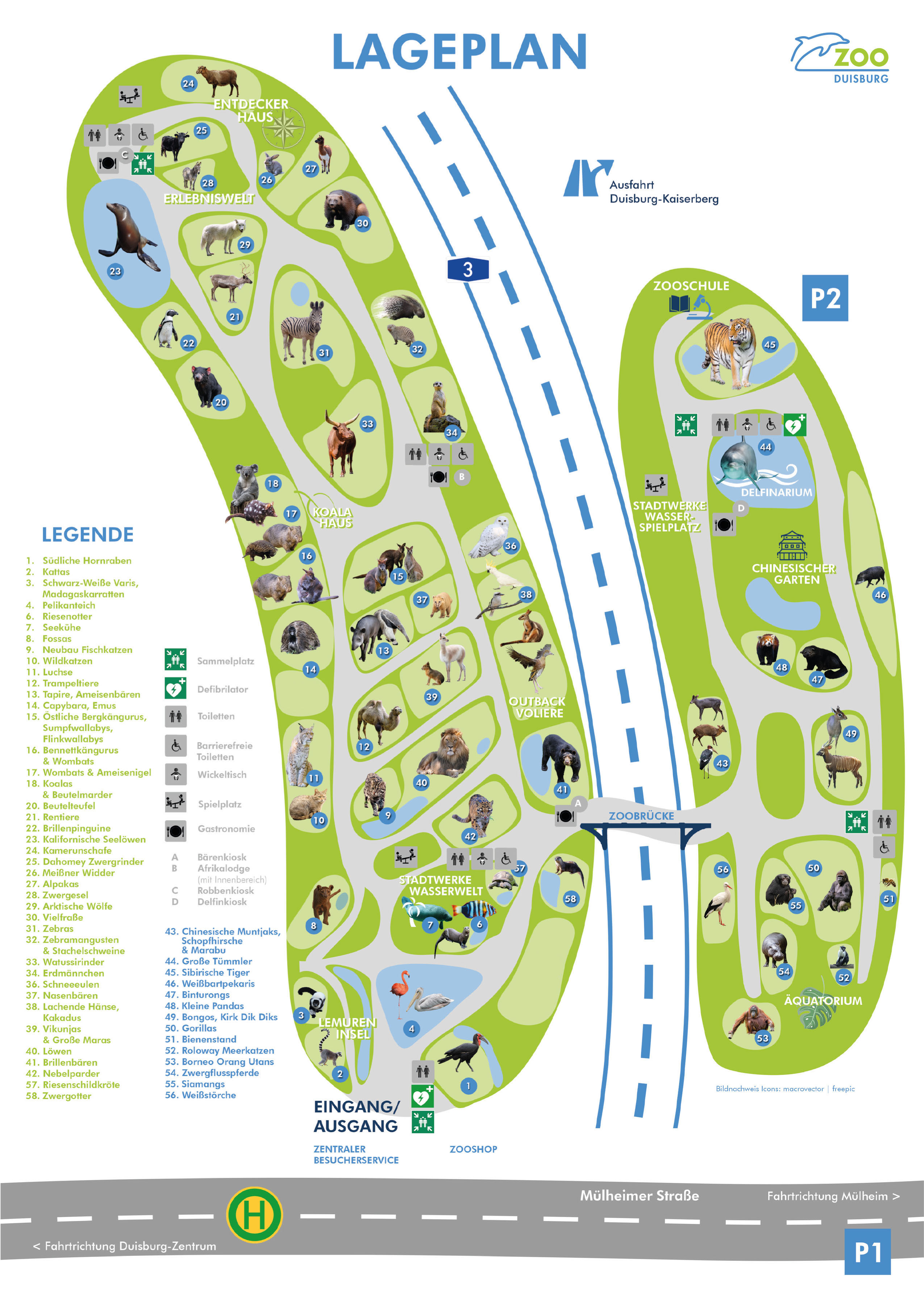 Lageplan Zoo Duisburg